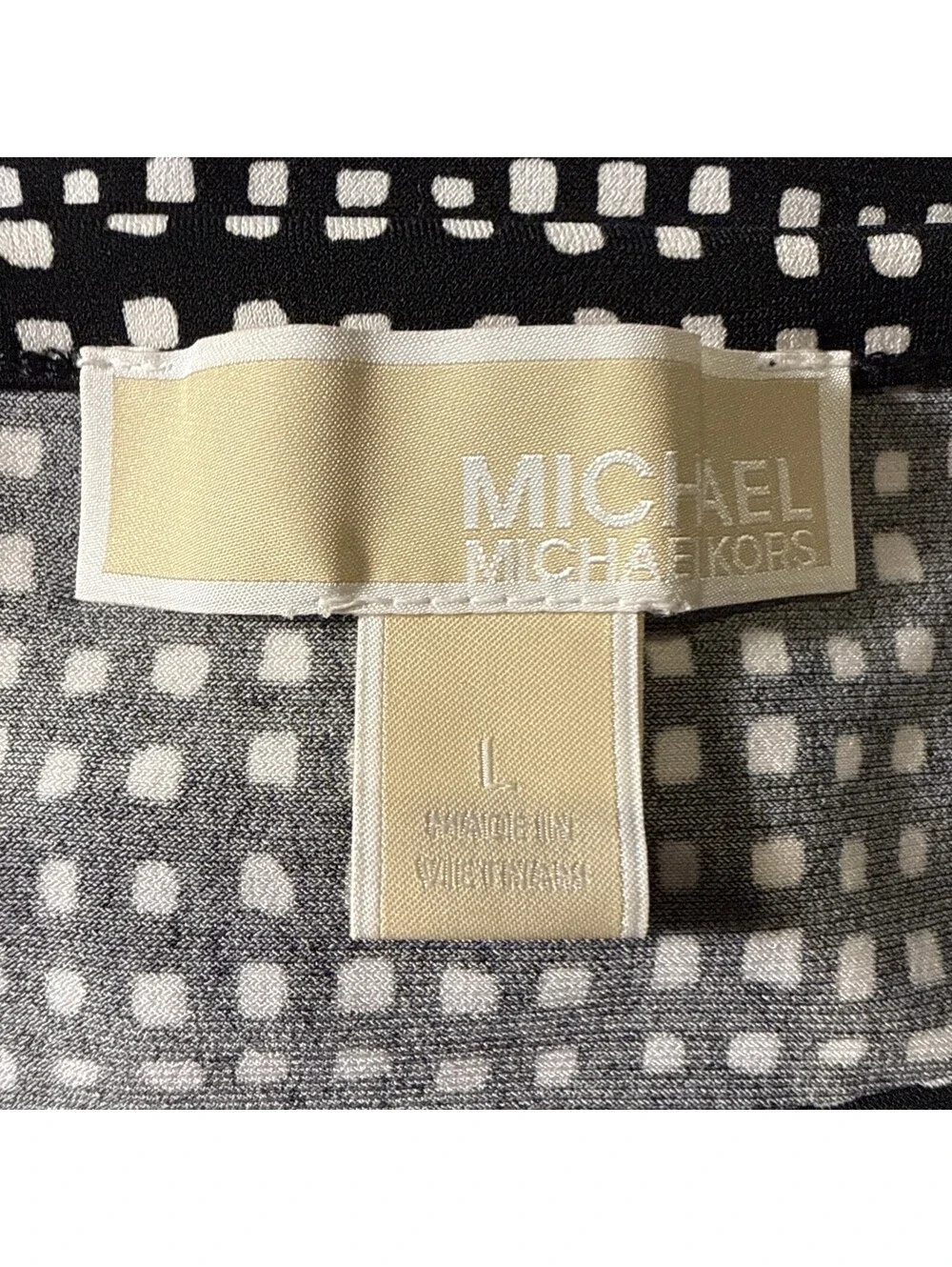 NWOT  Michael Kors Womens Black Polka Dot Kors Day Shift Dress Size L (0118)